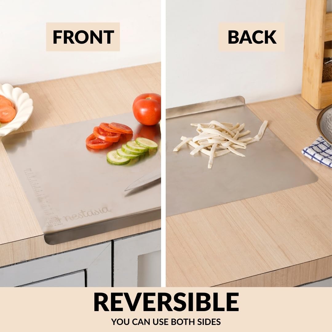 Stainless Steel Counter Top Chopping Board and Rustproof Reversible Cutting Board